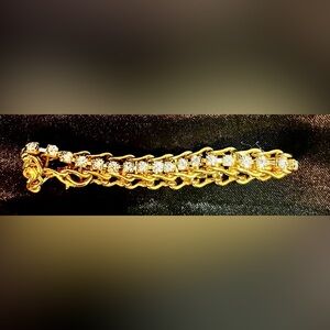 Gold-Tone Crystal Chain Bracelet - Elegant Women's Jewelry